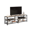 TV Stand – Steel Frame – Rustic Brown and Black – For TVs up to 70 Inches with Shelves