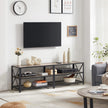 TV Stand – Steel Frame – Rustic Brown and Black – For TVs up to 70 Inches with Shelves
