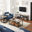 TV Stand – Steel Frame – Rustic Brown and Black – For TVs up to 70 Inches with Shelves