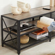 TV Stand – Steel Frame – Rustic Brown and Black – For TVs up to 70 Inches with Shelves
