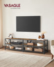TV Stand – Steel Frame – Rustic Brown and Black – Suitable for TVs up to 75 Inches with Shelves