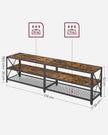 TV Stand – Steel Frame – Rustic Brown and Black – Suitable for TVs up to 75 Inches with Shelves