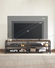 TV Stand – Steel Frame – Rustic Brown and Black – Suitable for TVs up to 75 Inches with Shelves