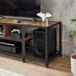 TV Stand – Wood and Metal – Rustic Brown and Black – Multi-Tier Design with Open Storage Shelves