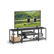 TV Stand – Wood – Charcoal Grey and Ink Black – 3-Tier Design with Open Storage Shelves for TVs up to 65 Inches