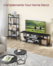 TV Stand – Wood – Charcoal Grey and Ink Black – 3-Tier Design with Open Storage Shelves for TVs up to 65 Inches