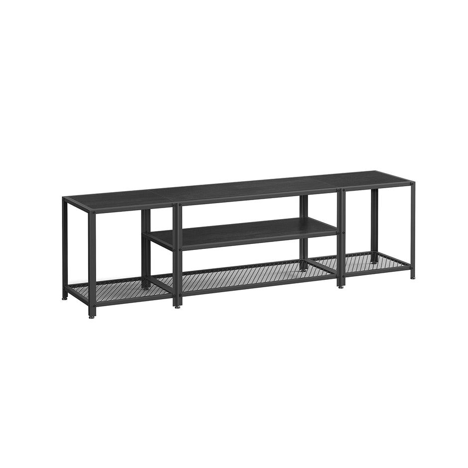 3-Tier TV Cabinet – Wood – Industrial Style – Open Shelves for TVs up to 75 Inches