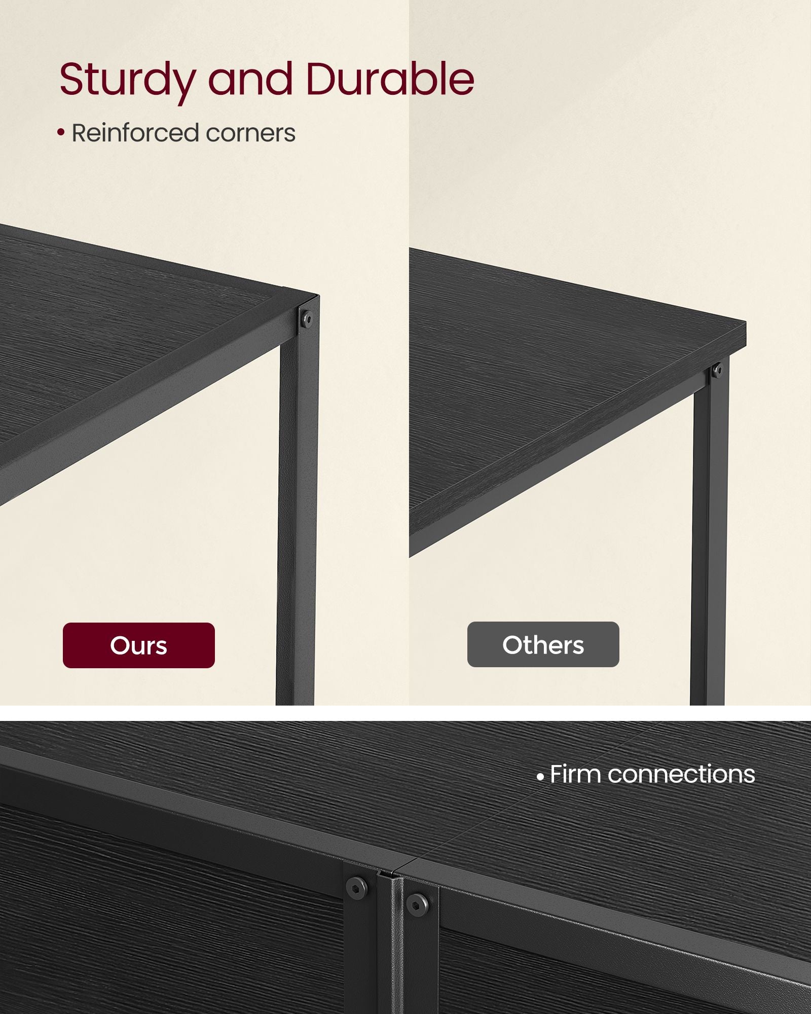 3-Tier TV Cabinet – Wood – Industrial Style – Open Shelves for TVs up to 75 Inches