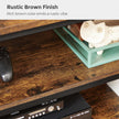 Large TV Console – Engineered Wood and Steel – Rustic Brown and Black – Farmhouse Industrial Design with Open Storage Shelves