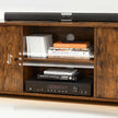 TV Stand – Wood – Rustic Brown – Open Storage with Adjustable Shelves and Cable Management