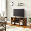 TV Stand – Engineered Wood – Rustic Brown – Adjustable Shelves with 7 Open Compartments