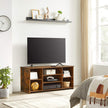 TV Stand – Engineered Wood – Rustic Brown – Adjustable Shelves with 7 Open Compartments