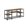 TV Stand – Wood – Rustic Brown and Ink Black – Industrial Design with Open Storage Shelves