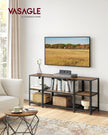 TV Stand – Wood – Rustic Brown and Ink Black – Industrial Design with Open Storage Shelves