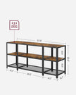 TV Stand – Wood – Rustic Brown and Ink Black – Industrial Design with Open Storage Shelves