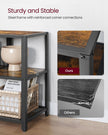TV Stand – Wood – Rustic Brown and Ink Black – Industrial Design with Open Storage Shelves