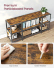 TV Stand – Wood – Rustic Brown and Ink Black – Industrial Design with Open Storage Shelves
