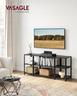 TV Stand – Engineered Wood – Charcoal Grey and Ink Black – Industrial Design with Open Storage Shelves