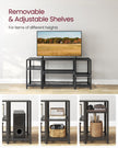 TV Stand – Engineered Wood – Charcoal Grey and Ink Black – Industrial Design with Open Storage Shelves