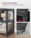 TV Stand – Engineered Wood – Charcoal Grey and Ink Black – Industrial Design with Open Storage Shelves
