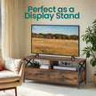 Media Console Table – Steel – Rustic Brown and Black – Industrial Style with 2 Drawers and 2 Storage Shelves