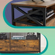 Media Console Table – Steel – Rustic Brown and Black – Industrial Style with 2 Drawers and 2 Storage Shelves