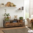 Media Console Table – Steel – Rustic Brown and Black – 2 Drawers and Storage Shelves