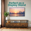Media Console Table – Steel – Rustic Brown and Black – 2 Drawers and Storage Shelves