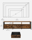 TV Stand – Steel Frame – Rustic Brown and Black – 3 Drawers and Storage Shelves for Up to 65 Inch TV