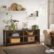 TV Stand – MDF and Particleboard – Rustic Brown and Black – 4 Cubby Design with Adjustable Shelves and Cable Management
