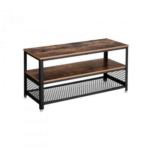 TV Stand – Wood and Metal – Rustic Brown – Industrial Design with 3 Removable Drawers