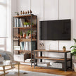 TV Stand – Wood and Metal – Rustic Brown – Industrial Design with 3 Removable Drawers