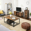 Industrial TV Console Unit – Engineered Wood – Rustic Brown – with Louvered Doors and Storage Shelves