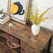Industrial TV Console Unit – Engineered Wood – Rustic Brown – with Louvered Doors and Storage Shelves
