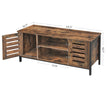 Industrial TV Console Unit – Engineered Wood – Rustic Brown – with Louvered Doors and Storage Shelves