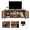 Industrial TV Console Unit – Engineered Wood – Rustic Brown – with Louvered Doors and Storage Shelves