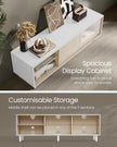 TV Stand – Wood – Cloud White and Natural Beige – Modern Design with Fluted Glass
