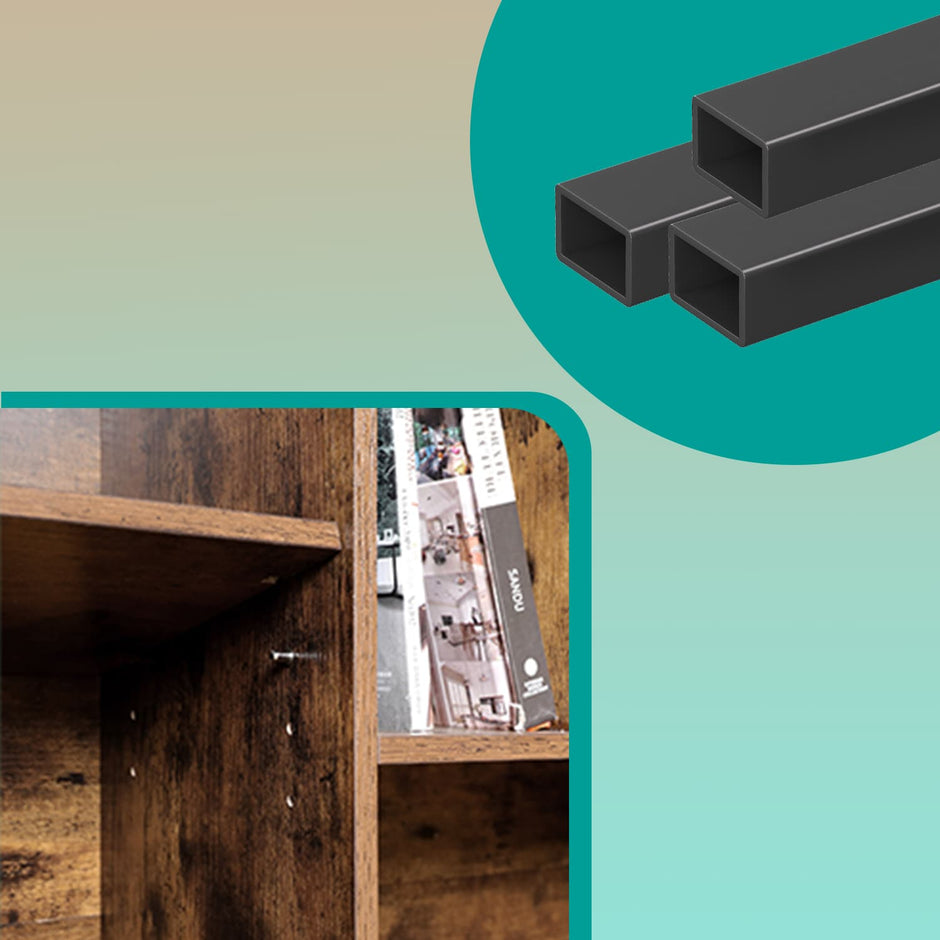 Media Console Table – Engineered Wood – Rustic Brown and Black – Sliding Barn Doors, Adjustable Shelves