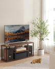 TV Stand – Wood – Natural Walnut and Ink Black – Toolless Assembly for TVs up to 50 Inches