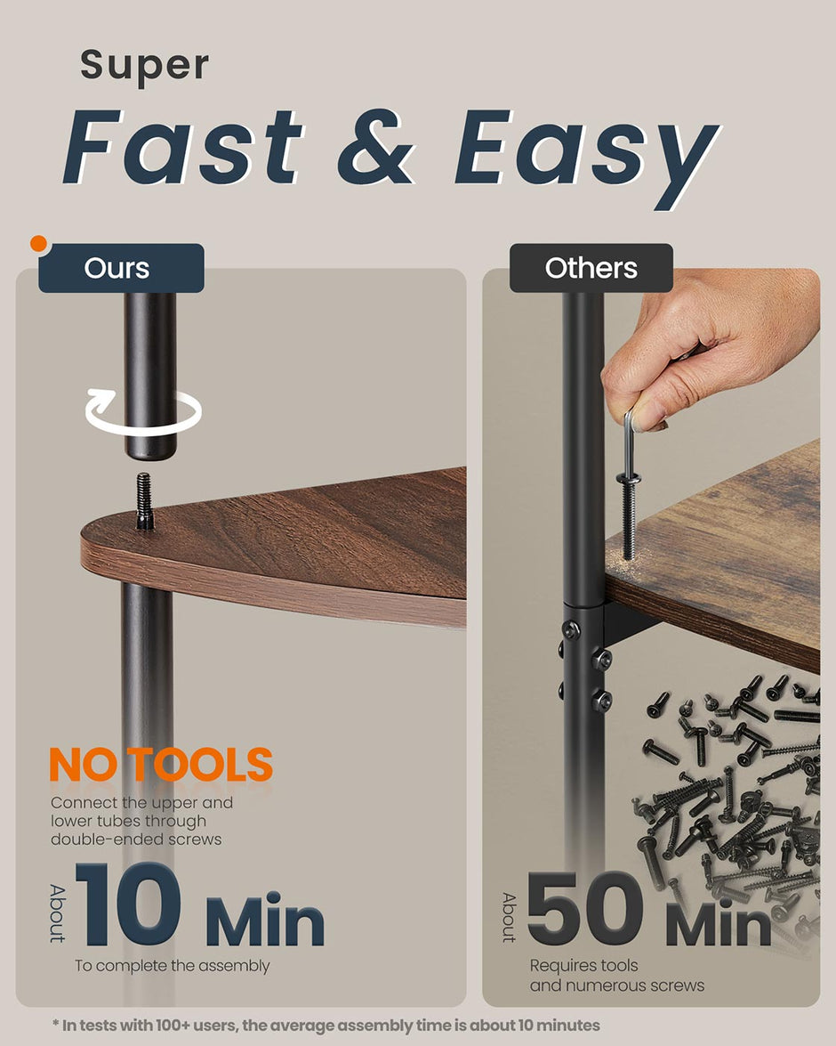 TV Stand – Wood – Natural Walnut and Ink Black – Toolless Assembly for TVs up to 50 Inches