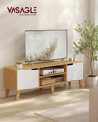 TV Stand Unit – Engineered Wood – Natural Oak and Cream White – Adjustable Shelf for 65 Inch TVs