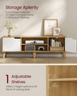TV Stand Unit – Engineered Wood – Natural Oak and Cream White – Adjustable Shelf for 65 Inch TVs