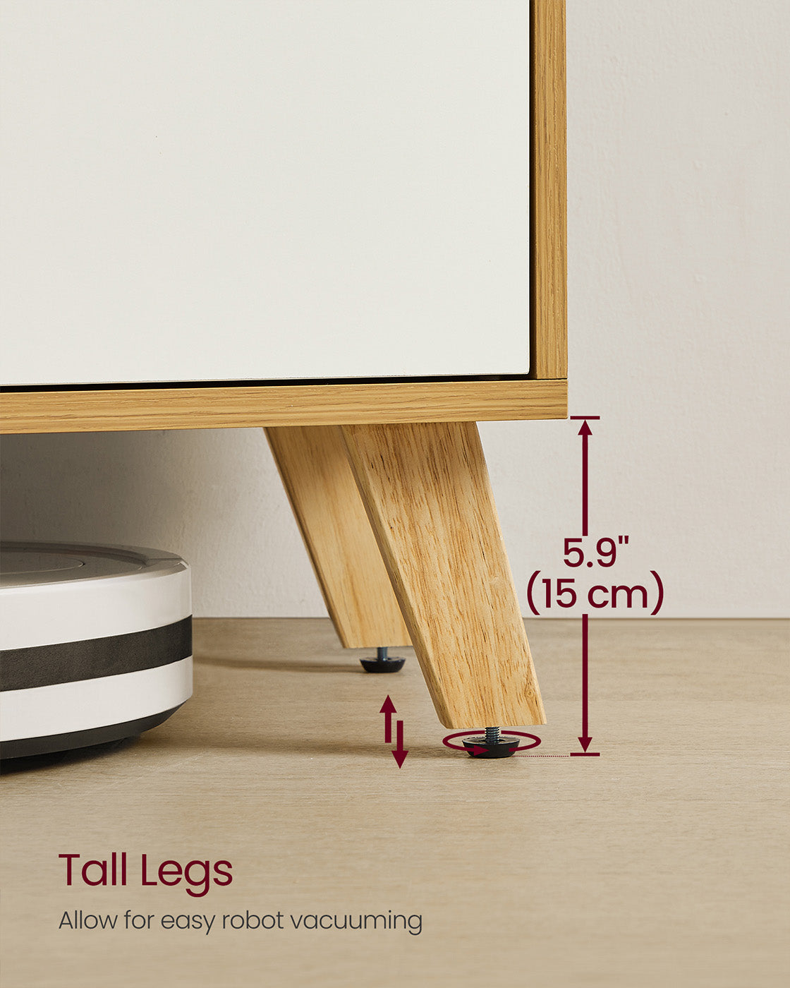 TV Stand Unit – Engineered Wood – Natural Oak and Cream White – Adjustable Shelf for 65 Inch TVs