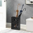 Umbrella Stand – Metal – Black – Rectangular with Removable Drip Tray and 4 Hooks