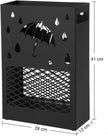 Umbrella Stand – Metal – Black – Rectangular with Removable Drip Tray and 4 Hooks