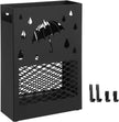 Umbrella Stand – Metal – Black – Rectangular with Removable Drip Tray and 4 Hooks
