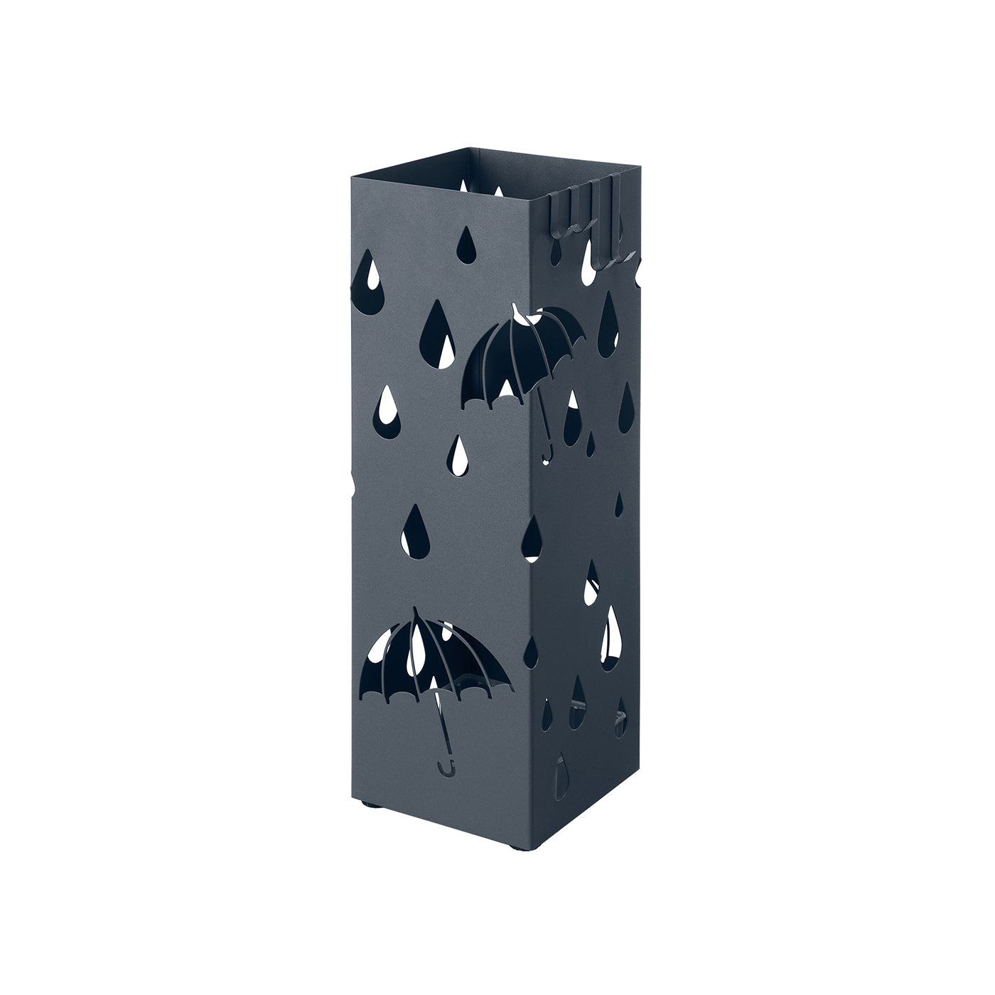 Umbrella Stand – Metal – Anthracite Grey – Square Design with Drip Tray and Hooks
