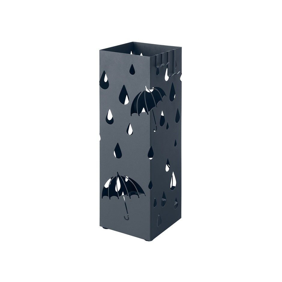 Umbrella Stand – Metal – Anthracite Grey – Square Design with Drip Tray and Hooks