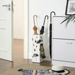 Umbrella Stand – Metal – White – Square Design with Hooks and Drip Tray