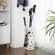 Umbrella Stand – Metal – White – Square Design with Hooks and Drip Tray